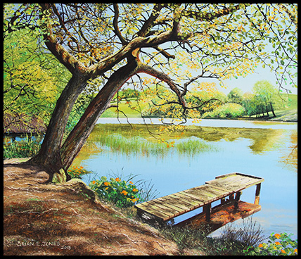 Gallery of paintings by Brian Jones, Landscapes and Still Life - A Spring Morning - Fachwen Pool