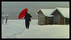 The Red Parasol | Brian Jones - Landscape and Still Life Artist based in Mid Wales